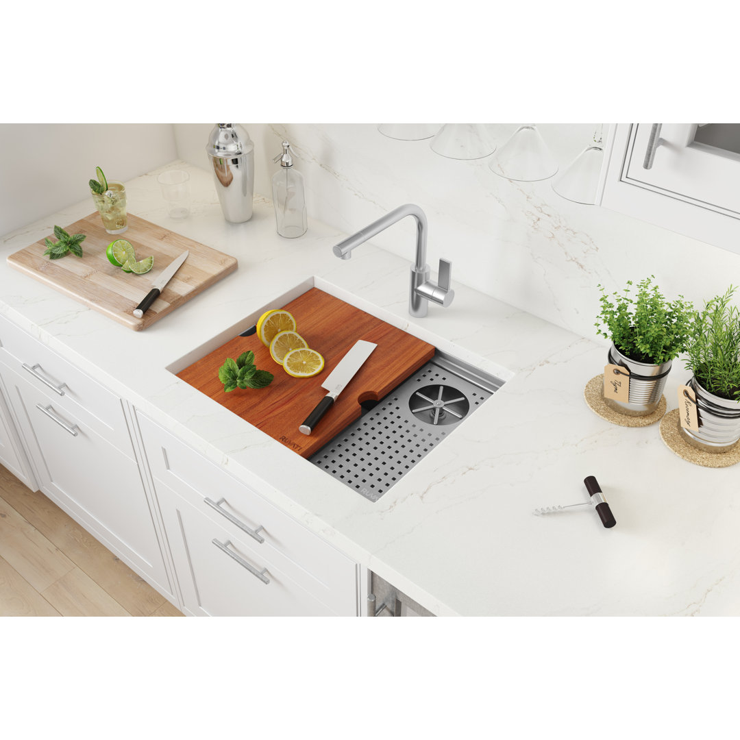 Ruvati Glass Rinser and Sink Combo Workstation for Wet Bar Bottle Washer Drop in Topmount